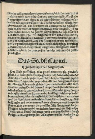 Das Sechst Capitel.