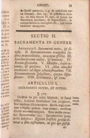 Sectio II. Sacramenta In Genere.