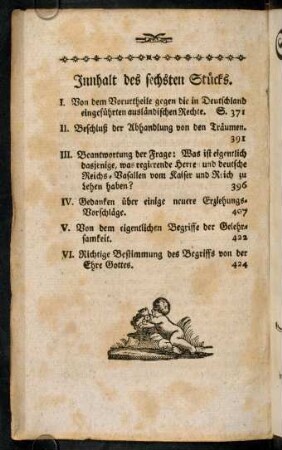 Inhalt des sechsten Stücks.
