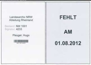 Entnazifizierung Hugo Pleuger, geb. 10.09.1879 (Lebensmittelhaendler)