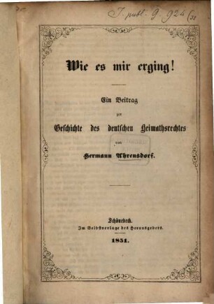 Wie es mir erging!