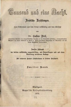 Tausend und eine Nacht : arabische Erzählungen, 2