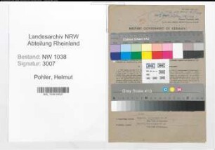 Entnazifizierung Helmut Pohler , geb. 31.03.1916 (Chemiker)