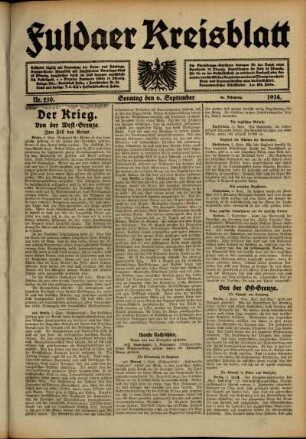Ausgabe vom Sonntag, den 06. September 1914.