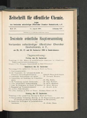 Heft XV. 15. August 1908. XIV. Jahrgang.