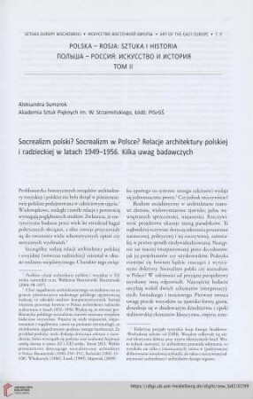 Socrealizm polski? Socrealizm w Polsce? Relacje architektury polskiej i radzieckiej w latach 1945-1956. Kilka uwag badawczych