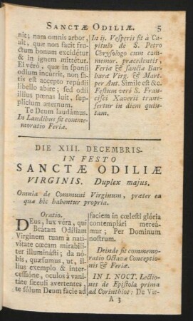 Die XIII. Decembris. In Festo Sanctae Odiliae Virginis. Duplex majus