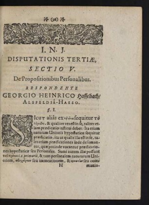 I. N. J. Disputationis Tertiae, Sectio V.