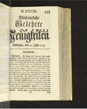 N. XXVIII. Tübingen, den 12. Jullii 1737