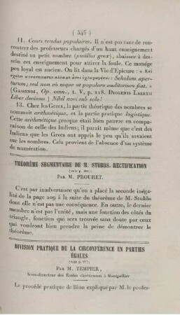 Division pratique de la circonférence en parties égales.