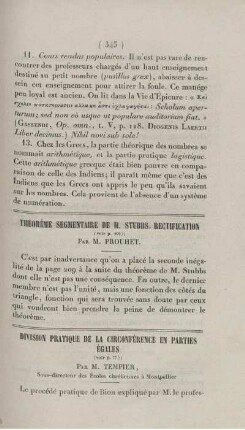 Division pratique de la circonférence en parties égales.