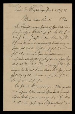 102: Brief von Reinhold Johow an Gottlieb Planck, Berlin, 22.6.1889