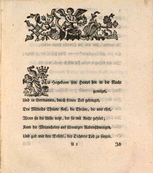 Gedicht, dem Gedächtnisse des Herrn von Hagedorn gewidmet