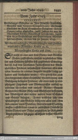 Vom Jahr 1743