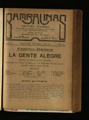 La gente alegre : drama en tres actos breves