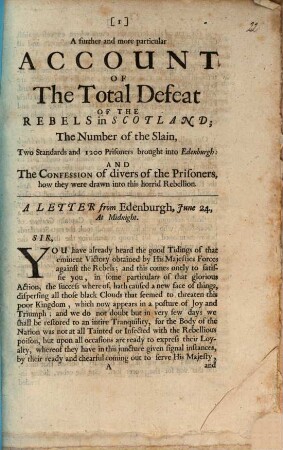 A further and more particular account of the total defeat