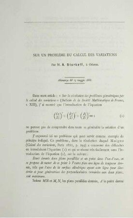 Sur un problème du calcul des variations.