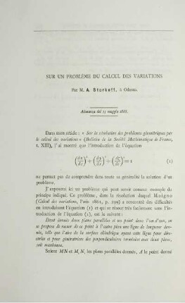 Sur un problème du calcul des variations.