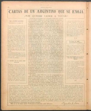 Cartas de un argentino que se enoja : ¿Por quiénes vamos a votar?