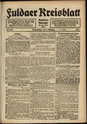 Ausgabe vom Donnerstag, den 09. Oktober 1919.