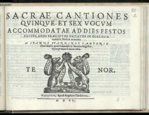 Johann Wanningus: Sacrae contiones quinque et sex vocum ... Tenor