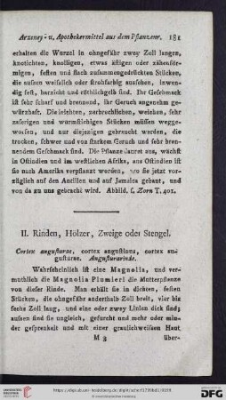 II. Rinden, Hölzer, Zweige oder Stengel