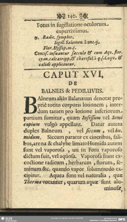 Caput XVI. De Balneis & Pediluviis