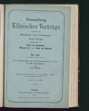 Über Zerreissungen des Nabelstranges und ihre Folgen für den Neugeborenen