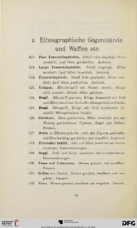 Ethnographische Gegenstände und Waffen (Nr. 620-816)