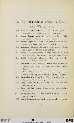 Ethnographische Gegenstände und Waffen (Nr. 620-816)