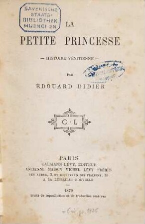 La petite princesse : Histoire vénitienne par Édouard Didier