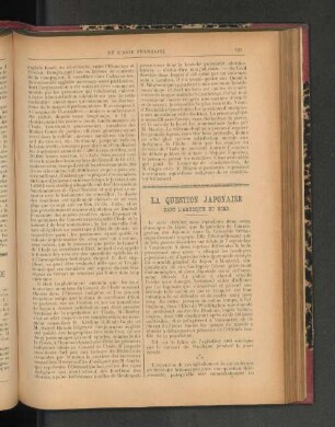 La Question Japonaise dans l'Amérique de Nord.
