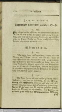 Zweyter Abschnitt. Allgemeiner verbreitete einfachere Stoffe