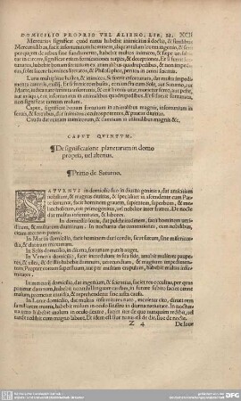 Caput Quintum. De significatione planetarum in domo propria, vel alterius.