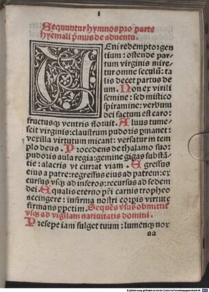 Diurnale Ratisponense : [I,1-5 und II,1-6], [I,3]. Pars hiemalis. Hymnarius