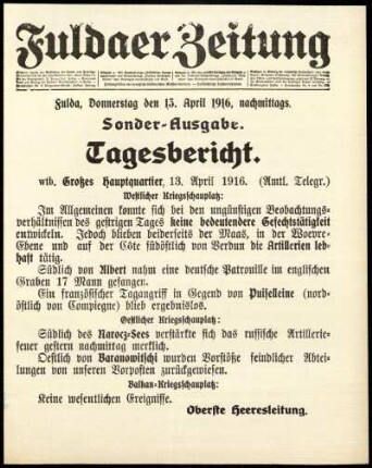 Ausgabe vom Donnerstag, den 13. April 1916.
