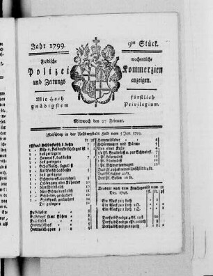 9tes Stück, Ausgabe vom 27. Februar 1799