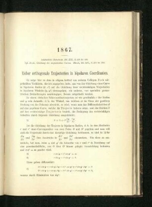 Über orthogonale Trajektorien in bipolaren Koordinaten