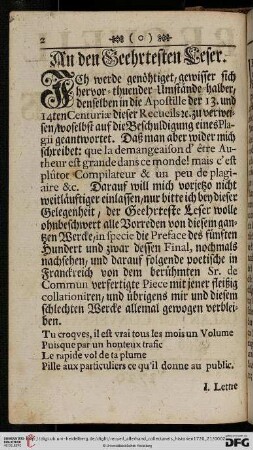 An den Geehrtesten Leser