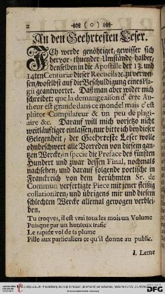An den Geehrtesten Leser