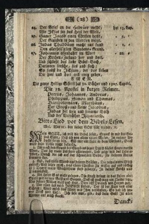 [Verschiedene Lieder] Bitt-Lied vor dem Bibel- Lesen [- Ein schoenes Abend-Lied]