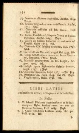 Libri latini recentiores critici, antiquarii et scholastici