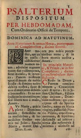 Psalterium Davidis et hymni pro officio divino