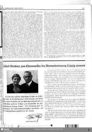 Alfred Kirchner zum Ehrenmeister der Uhrmacherinnung Leipzig ernannt