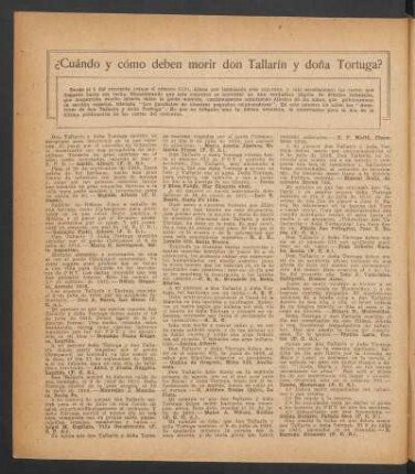 ¿Cuándo y cómo deben morir don Tallarín y doña Tortuga?