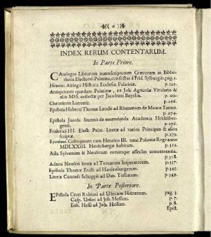Index Rerum Contentarum.