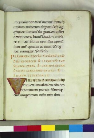 Guntbald-Sakramentar — Schriftseite mit Initiale, Folio fol. 76r