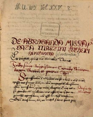 De Abroganda Missa Privata Martini Lvtheri Sententia