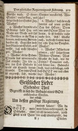 Geistliche Lieder Siebenter Theil. Begreifft in sich die Andacht eines Gott anflehenden Christen.
