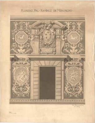 Prandtl, Carl; Florenz, Rom, Mantua (Italien); Innsbruck (Österreich); Studentenarbeiten - Palazzo Ramirez de Montalvo in Florenz (Detail)